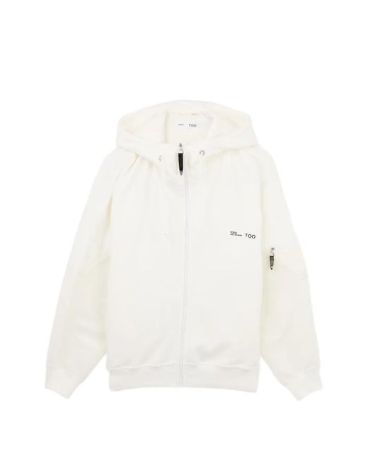 Toga White Zip-Up Panelled Hoodie for men