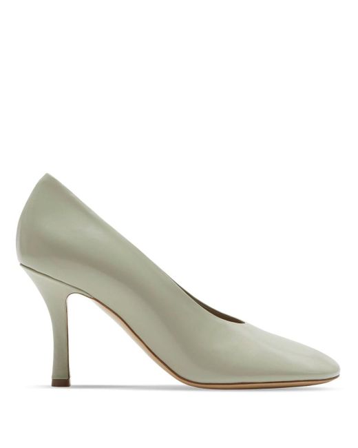 Burberry White 85mm Slip-on Leather Pumps