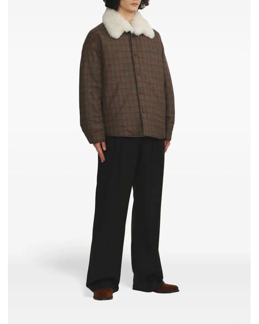 we11done Brown Check-Print Jacket for men