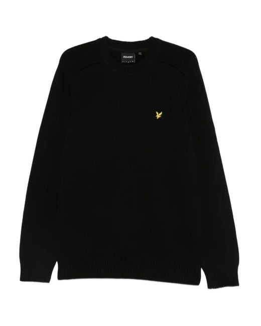 Lyle & Scott Black Ribbed Crewneck Sweater for men
