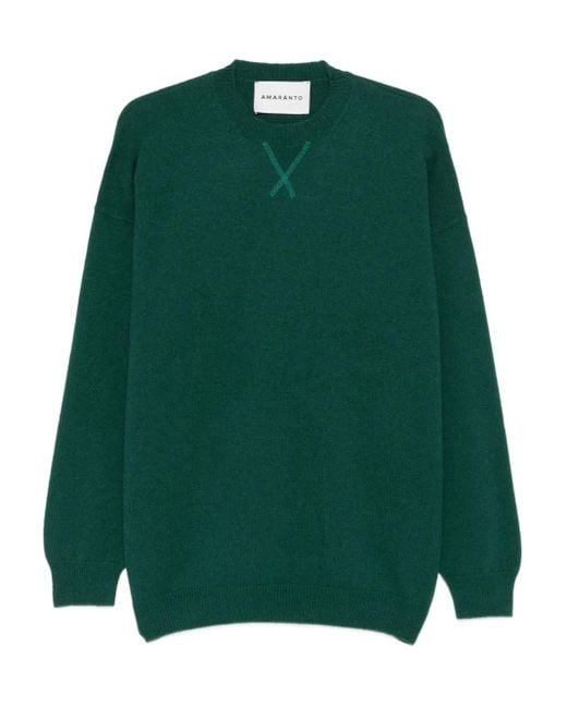 Amaranto Green Cross-Stitch Crew-Neck Sweater for men