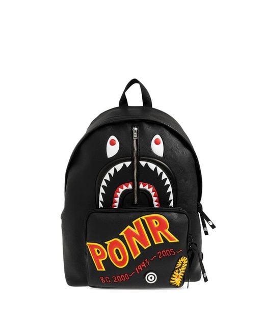A Bathing Ape Black Shark-Motif Backpack for men