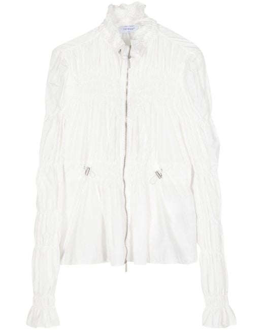 Off-White c/o Virgil Abloh White Ruched Zip-up Jacket