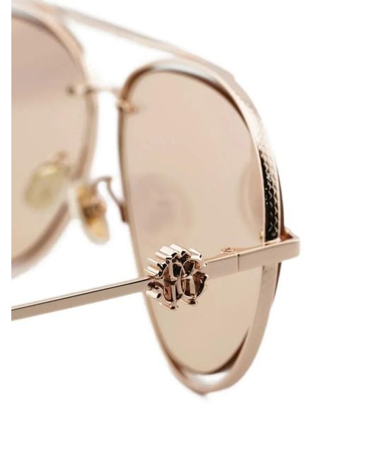 Roberto Cavalli Natural Engraved-Detail Pilot-Frame Sunglasses