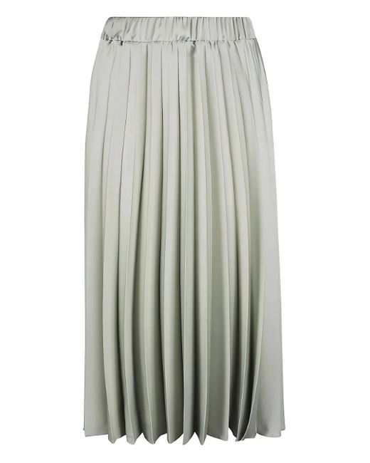 D.exterior Green Pleated Satin Midi Skirt