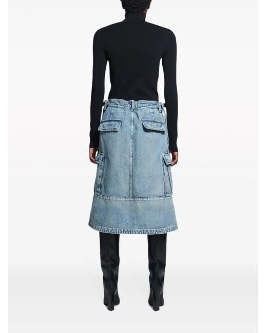 Balenciaga Blue Cargo Denim Midi Skirt