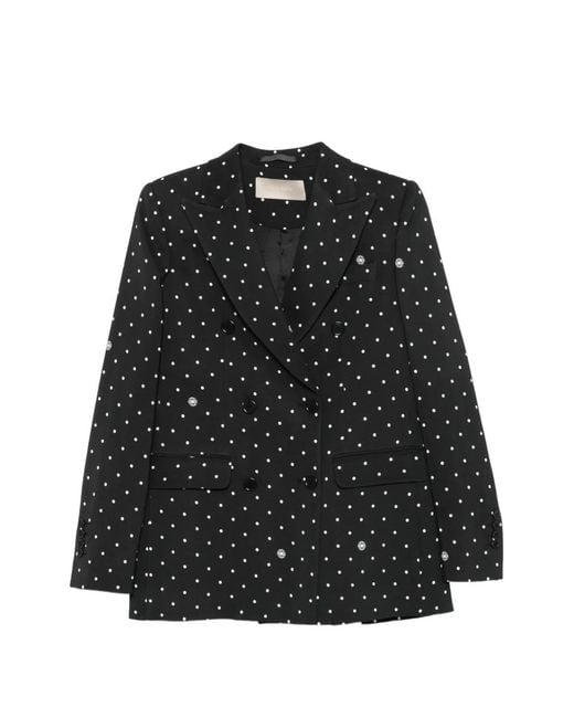 Elie Saab Black Polka-Dot Double-Breasted Blazer