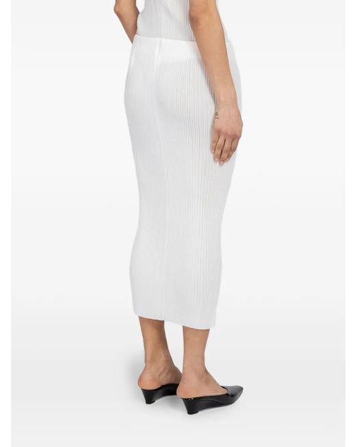 Amomento White Knitted Midi Skirt