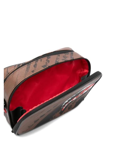 Sprayground Gray Shark Mouth Checkered Clutch Bag for men