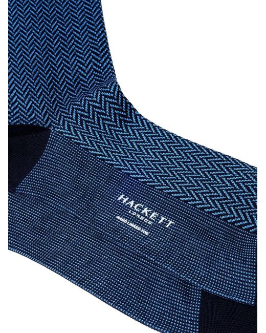 Hackett Blue Herringbone-Pattern Socks for men