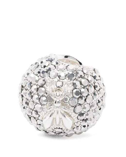 Patrizia Pepe White Crystal-Embellished Sphere Ear Cuff