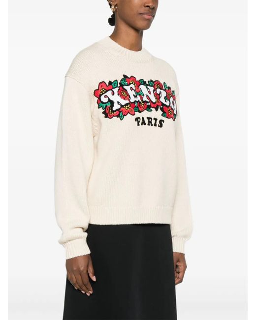 KENZO White X Verdy Logo-Patch Sweater