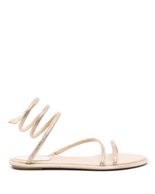 Rene Caovilla White Crystal-embellished Flat Sandals