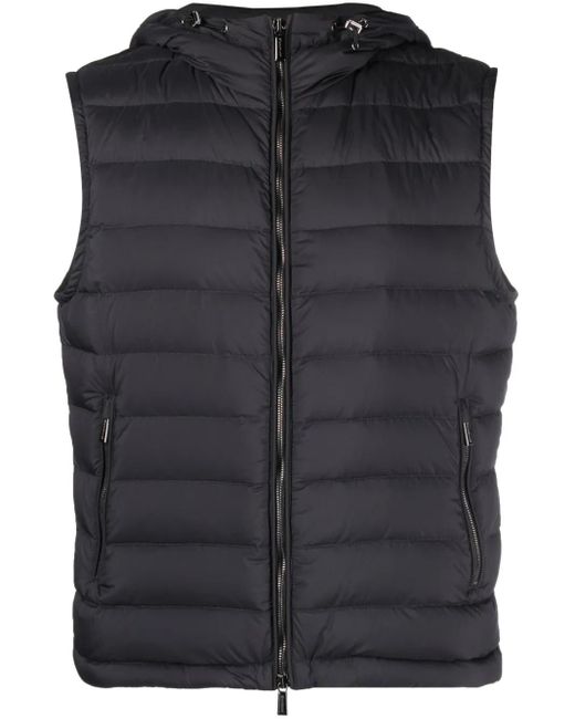 Moorer Black Zipped Hooded Gilet for men