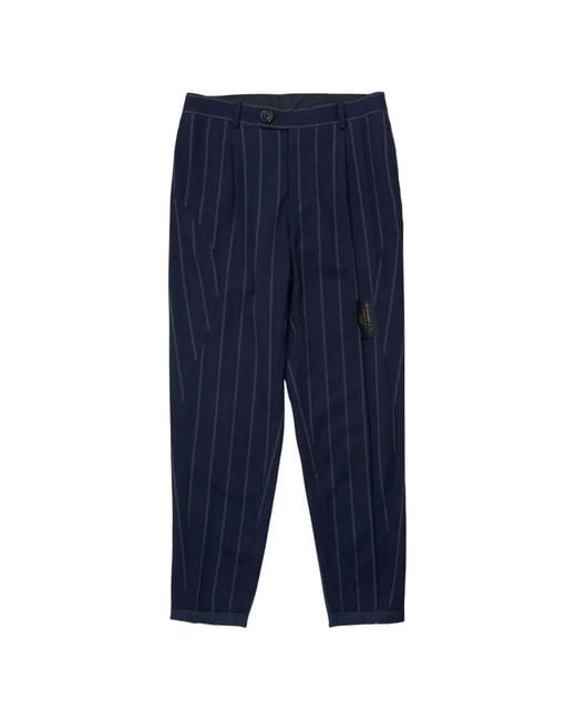 Undercover Blue Pinstripe-Pattern Tapered Trousers for men