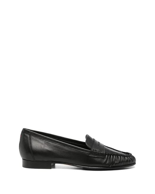 Aeyde Black Aldous Ruched Penny-Slot Loafers