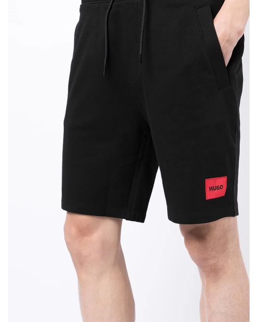 HUGO Black Logo Patch Shorts for men