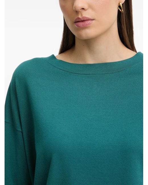 Sisley Blue Boat-Neck Drop-Shoulder Sweater