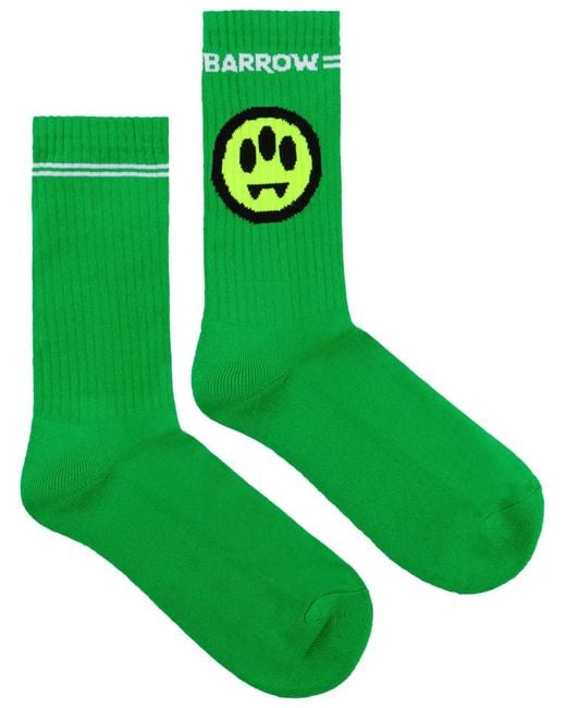 Barrow Green Logo-Print Ribbed Socks