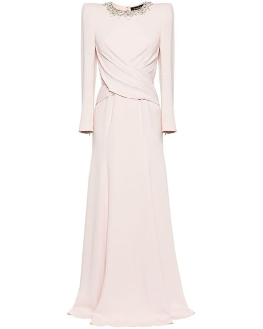 Jenny Packham Pink Plaza Crystal-embellished Gathered Maxi Dress