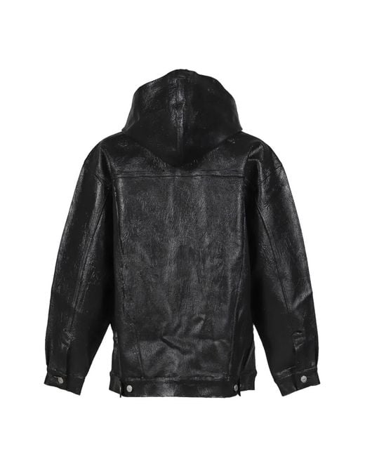 Marking Distance Black Hooded Button Jacket for men