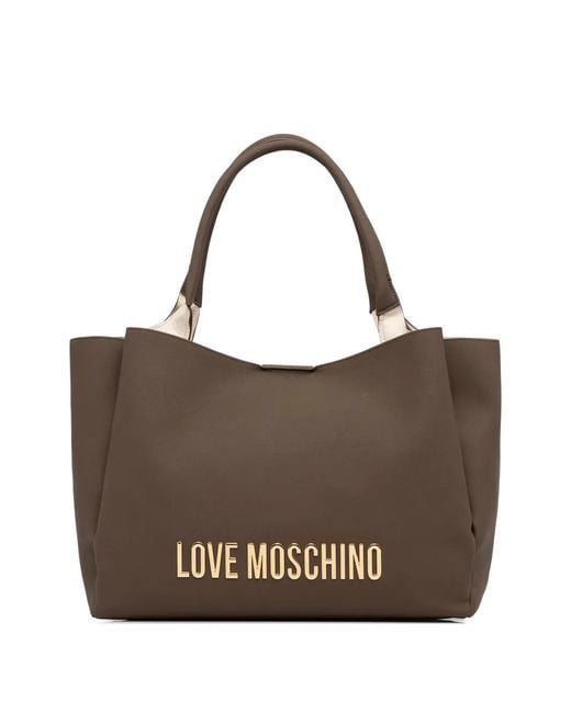 Love Moschino Brown Logo-Plaque Tote Bag