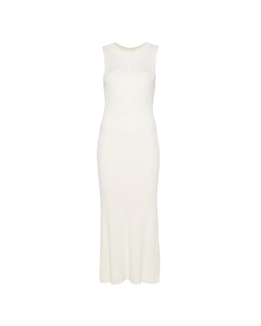Bompard Geribbelde Midi-Jurk in het White