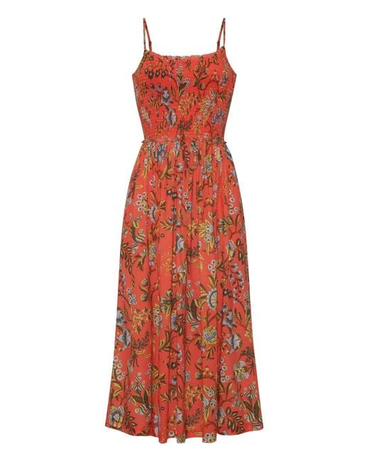 Robe Mi-Longue Carmen À Volants Cara Cara en coloris Red