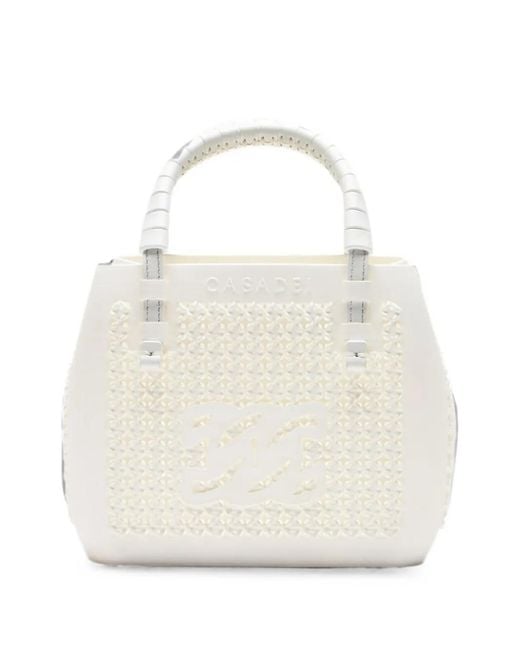 Casadei White 3D Tote Bag