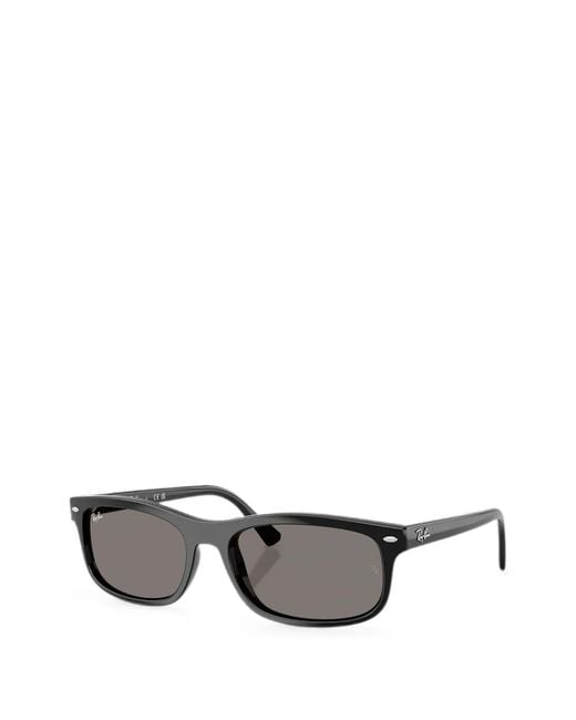 Ray-Ban Gray Rectangle-Frame Sunglasses