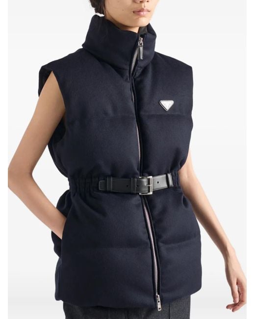 Prada Blue Wool Loden Down Gilet