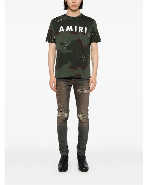 Amiri Black Logo-Print Cotton T-Shirt for men
