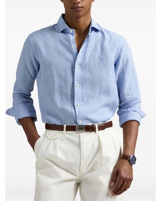Polo Ralph Lauren Blue Sport Shirt Long Sleeve for men