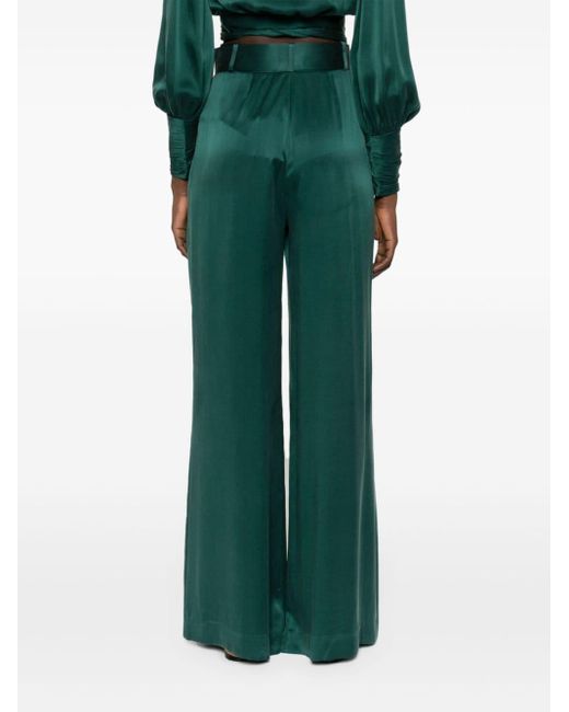 Pantalon ample Tuck en satin de soie Zimmermann en coloris Green