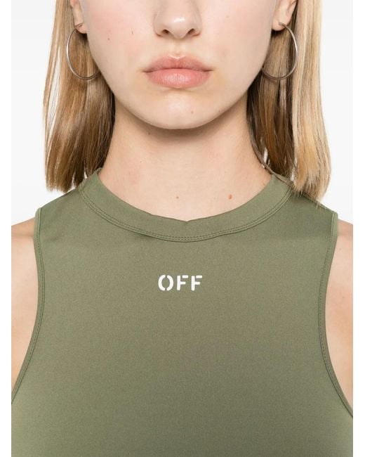 Off-White c/o Virgil Abloh Green Logo-Print Mini Dress