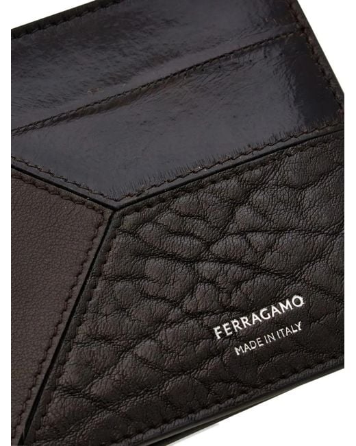 Ferragamo Black Geometric Patchwork Wallet for men