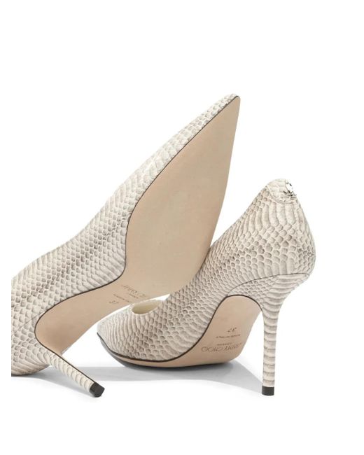 Jimmy Choo White 85Mm Love Snakeskin-Effect Pointed-Toe Pumps