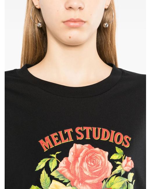 Melt Black T-Shirt À Fleurs