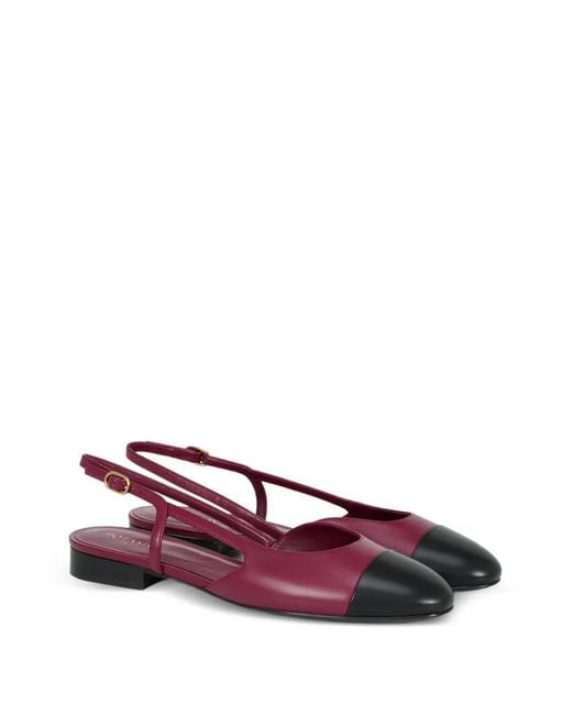 POTAMY Purple Cap-Toe Strap Ballet Flats