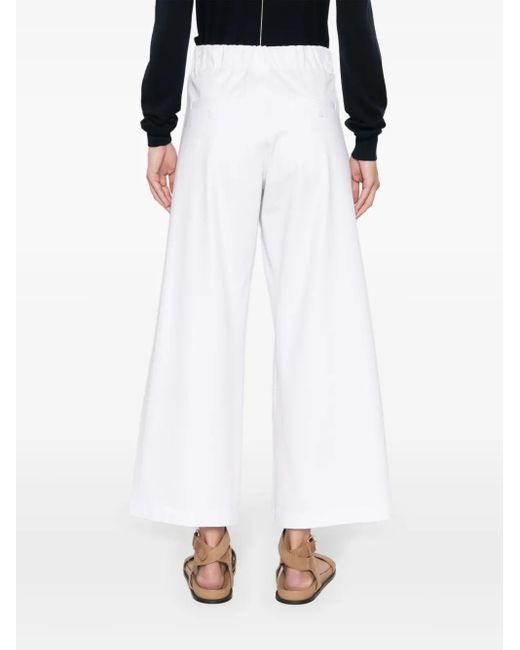 Brunello Cucinelli White Pleat-Detail Cropped Trousers