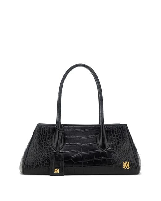 Amiri Black 40 Croc-Effect Leather Shoulder Bag