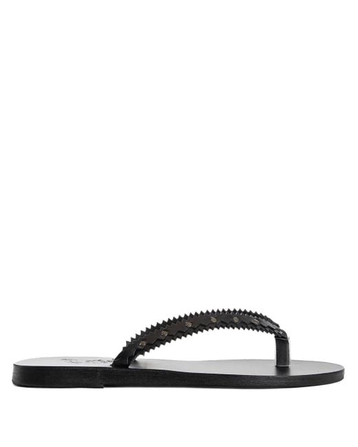 Ancient Greek Sandals White Studded Leather Sandals