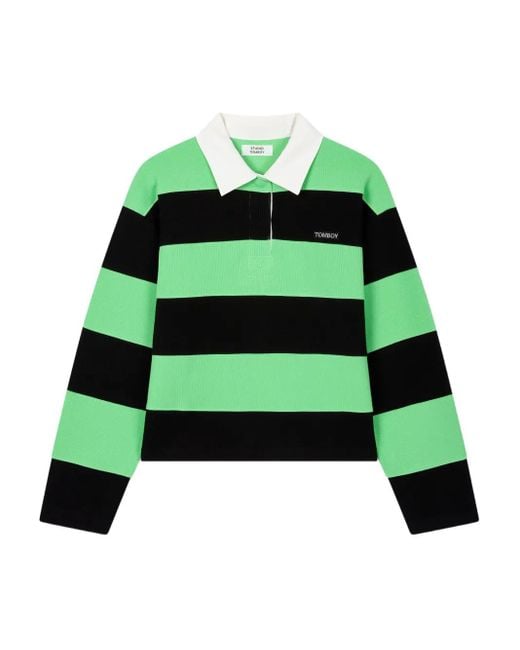 Studio Tomboy X Rugby ポロカラースウェットシャツ Green