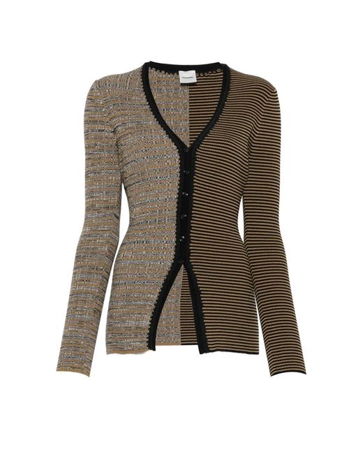 Nanushka Green Cardigan À Rayures