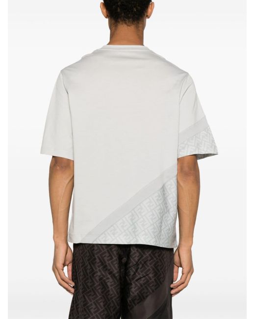 T-shirt à motif Diagonal Fendi pour homme en coloris White