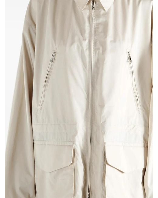 Rier White Multi-Pocket Zip-Up Coat
