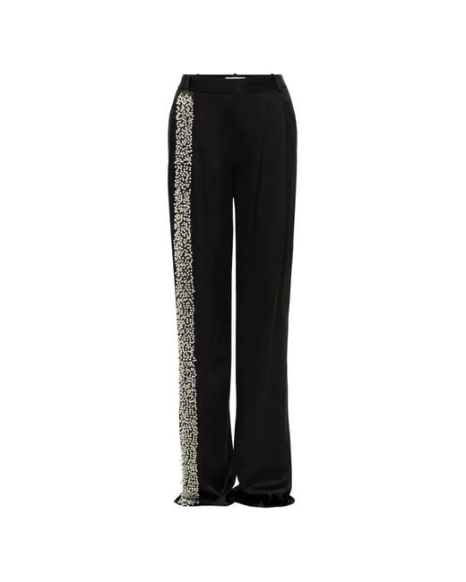 Hellessy Black Stefan Pearl-Embellished Pleated Trousers