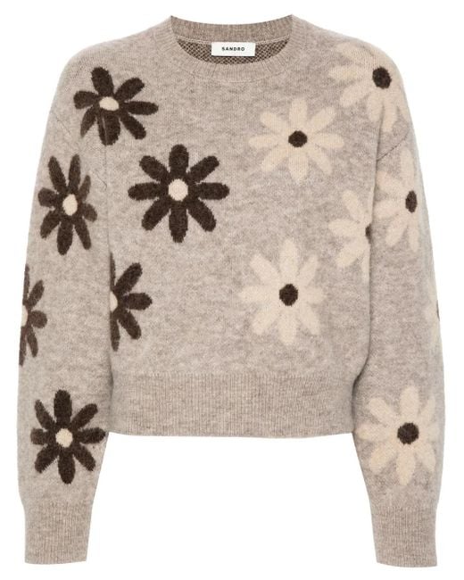 Sandro Natural Floral-Patterned Jumper