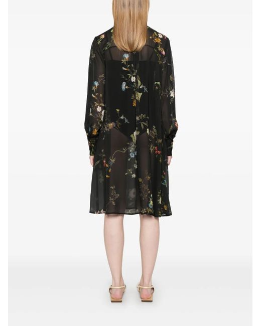 Semicouture Black Floral Midi Dress