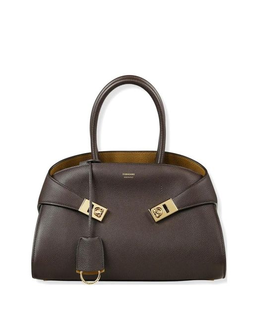 Ferragamo Black M Hug Gancini Tote Bag